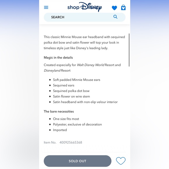 Minnie Mouse Sequined Ear Headband with Flower NWT - Picture 4 of 4